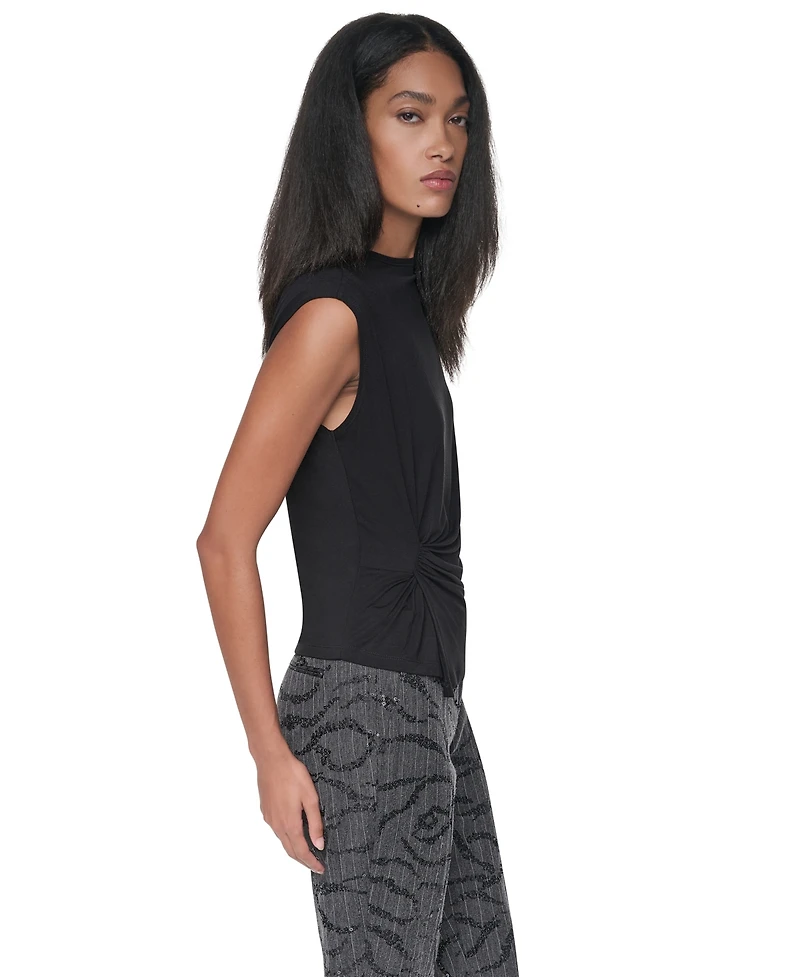 Dkny Women's Ruched Mock-Neck Fitted Tank Top