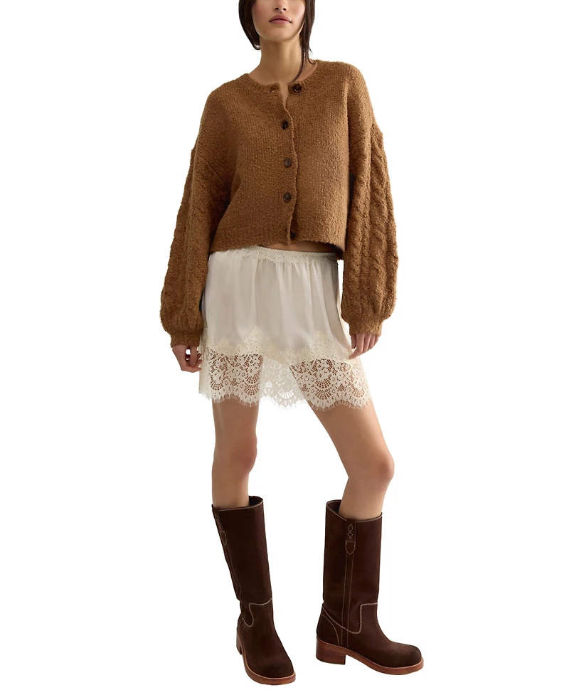 Free People Women's Thistle Cropped Crewneck Cardigan