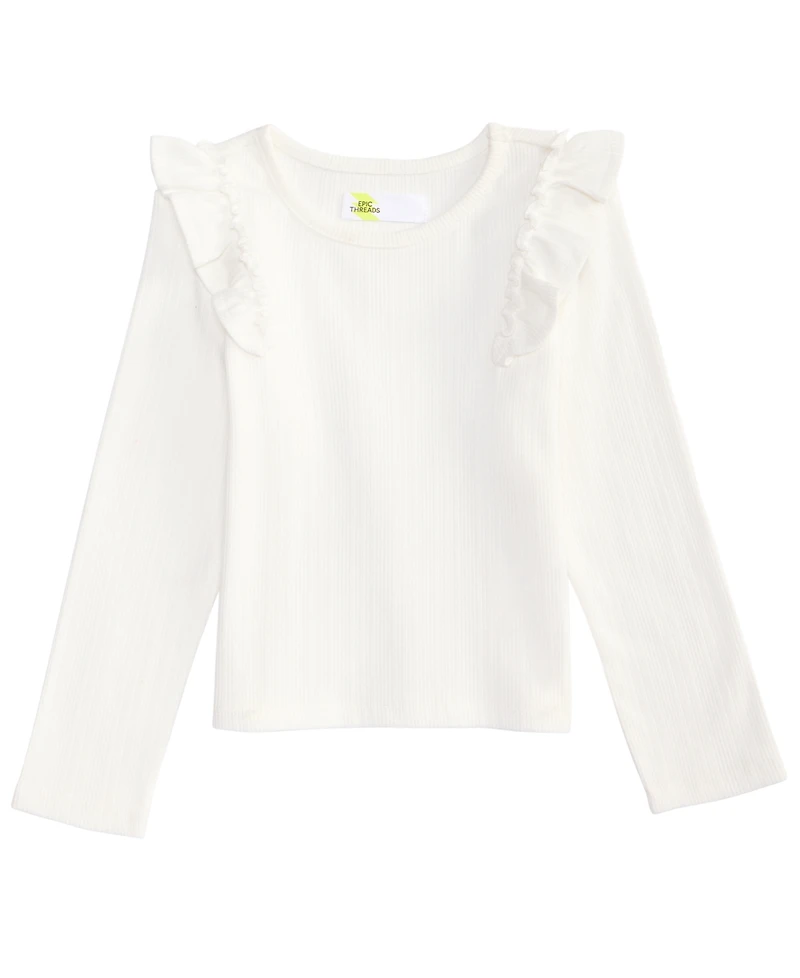 Epic Threads Toddler Girls' 12M-5T Long-Sleeve Ribbed Ruffled Top, Macy's Exclusive