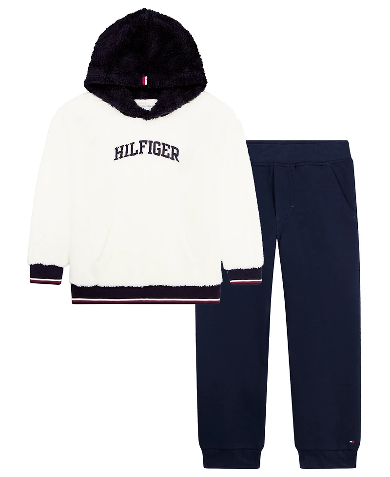 Tommy Hilfiger Toddler Boys' 2T-5T Sherpa Hooded Fleece Hoodie and Joggers, 2-Piece Set