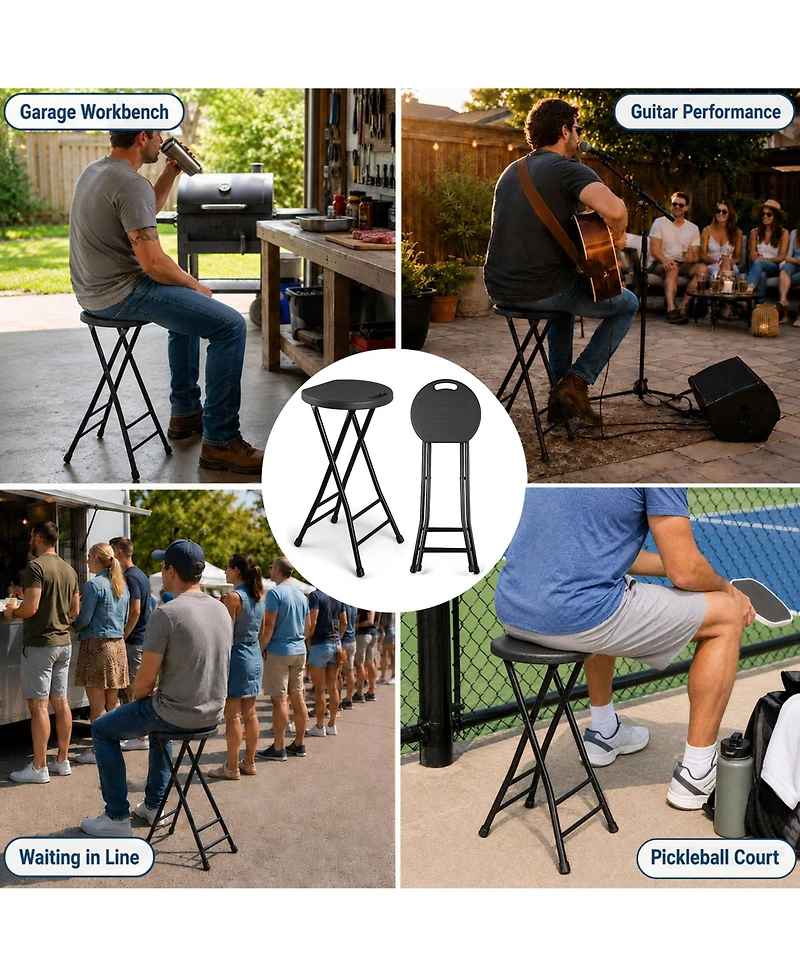 Aofar Folding Stool Bar Handle Seat Kitchen Guitar Rv Camping Party
