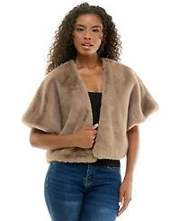 Seni & Cade Juniors' Cropped Open-Front Faux Fur Vest