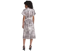 Karl Lagerfeld Paris Women's Printed Twill Midi Shirt Dress