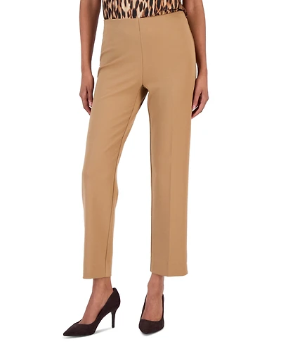 Anne Klein Women's Stretch Crepe Pull-On Hollywood Waist Straight Ankle Pants