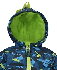 S Rothschild & Co Baby Boys' Dinosaur-Print 3D-Hood Snowsuit