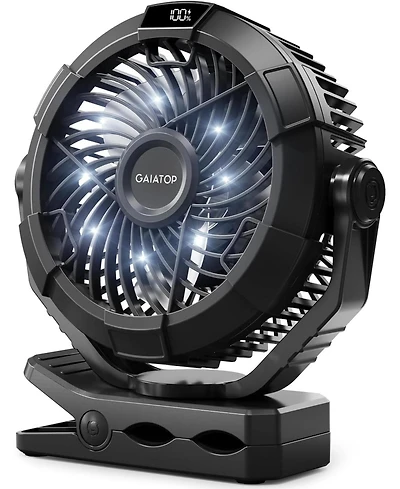 Gaiatop Portable Camping Fan with Led Lantern, 360degree(s)Rotation and Clip on for Desk, Usb Rechargeable Battery Powered