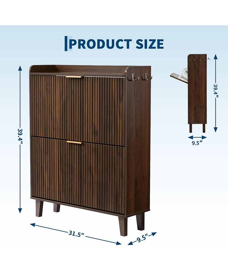 gaomon entryway shoe cabinet with double-layer flip-top drawers, adjustable shelves, and a dust-proof back panel freestanding storage