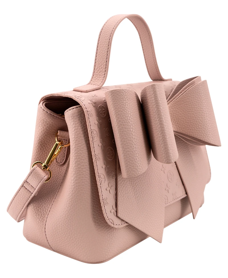 Like Dreams Noble Cross-Bow Small Embossed Satchel Handbag