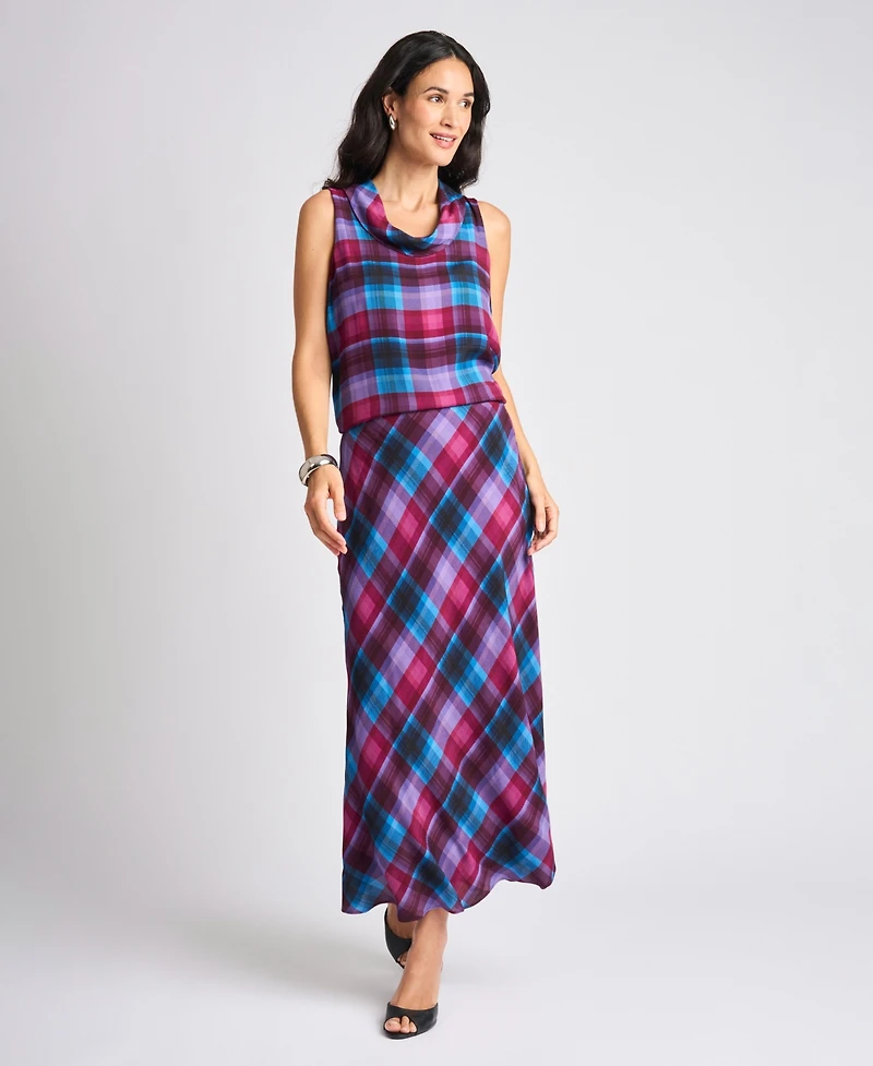 Vince Camuto Women's Bias Plaid A-Line Maxi Skirt