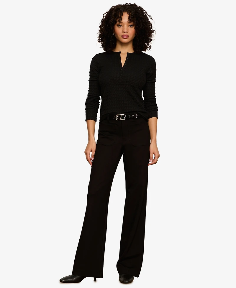 Sanctuary Petite Marine Wide-Leg High-Waist Ponte Pants