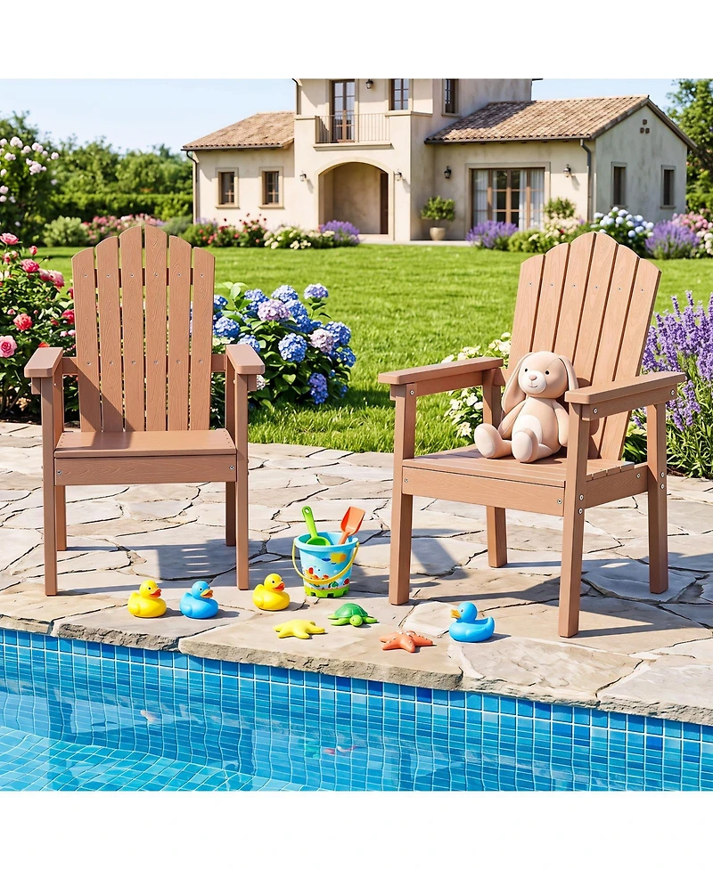Gymax 4PCS Outdoor Adirondack Chair Patio Hips Chairs w/High Backrest Wide Armrests