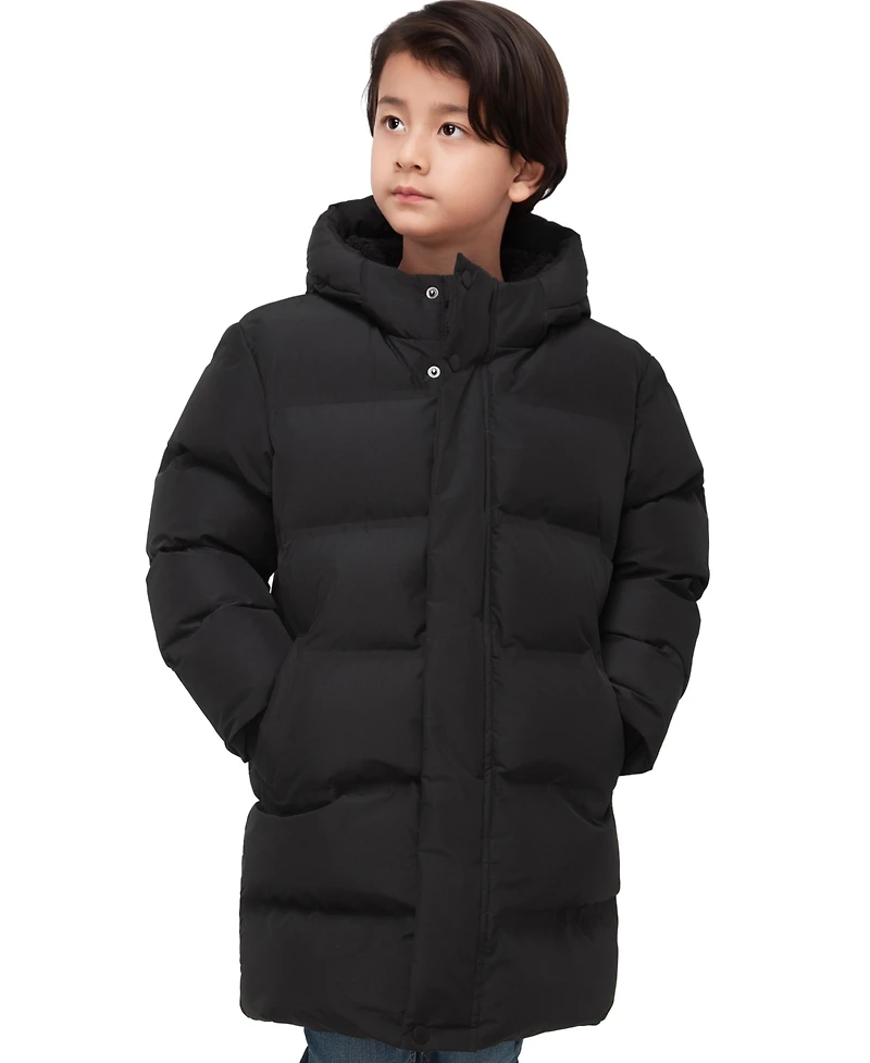 Rokka&Rolla Boys' 4-20 Parker Hooded Fleece-Lined Mid-Length Puffer Jacket