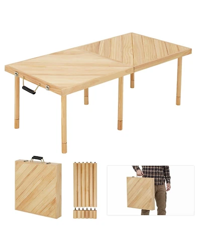 44" x 22" Outdoor Folding Picnic Table, Compact Folding Table, Lightweight, Adjustable Height, Sturdy Construction, Built in Handles, Convenient Carry