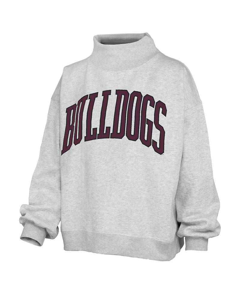 Pressbox Women's Nelson Mississippi State Bulldogs Oversized Fleece-Lined Mock Neck Sweatshirt