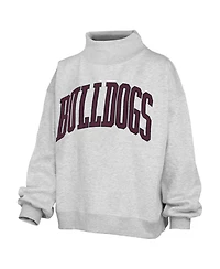 Pressbox Women's Nelson Mississippi State Bulldogs Oversized Fleece-Lined Mock Neck Sweatshirt