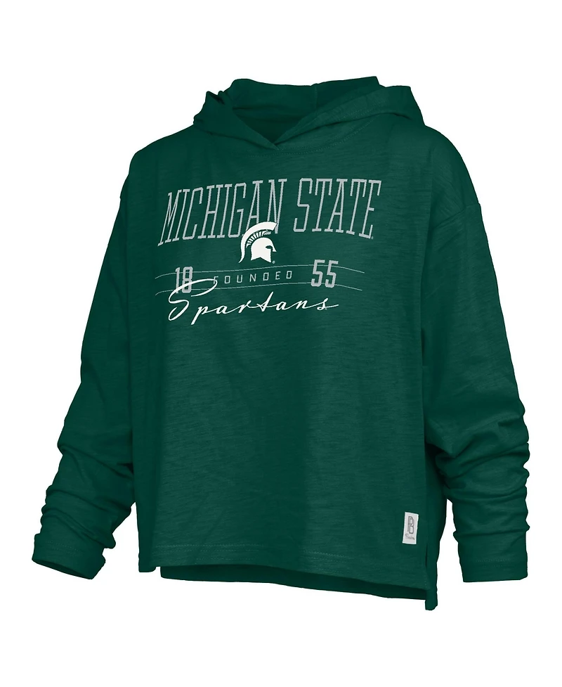 Pressbox Women's Michigan State Spartans Castillo Hooded Oversized Slub Long-Sleeve T-Shirt