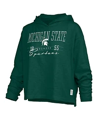 Pressbox Women's Michigan State Spartans Castillo Hooded Oversized Slub Long-Sleeve T-Shirt