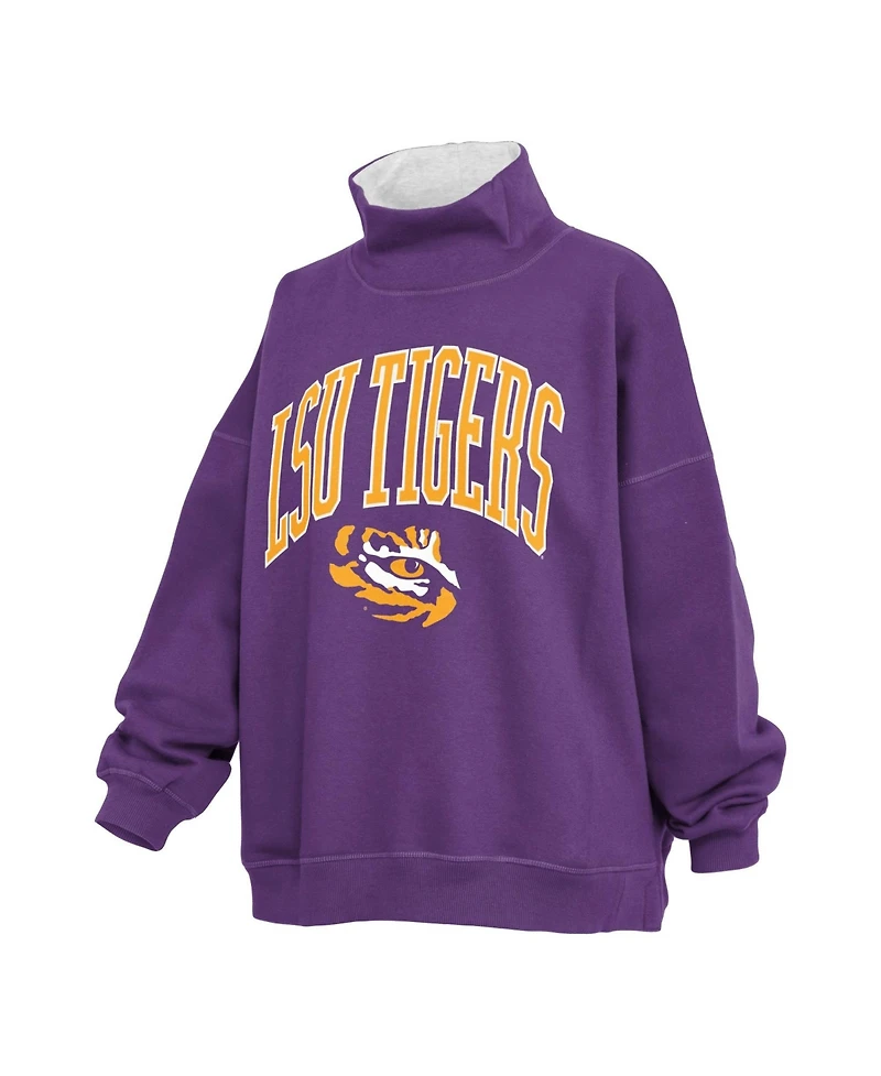 Pressbox Women's Lsu Tigers Oversized Mock Neck Sweatshirt