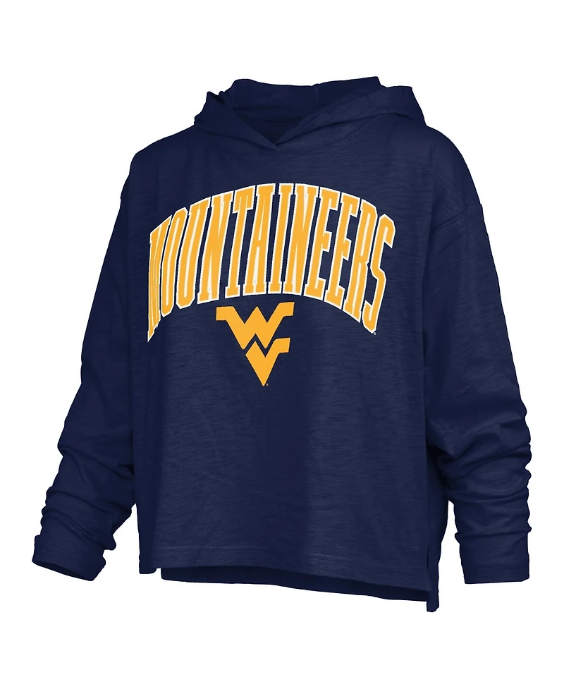 Pressbox Women's West Virginia Mountaineers Nelson Oversized Hooded Long-Sleeve T-Shirt