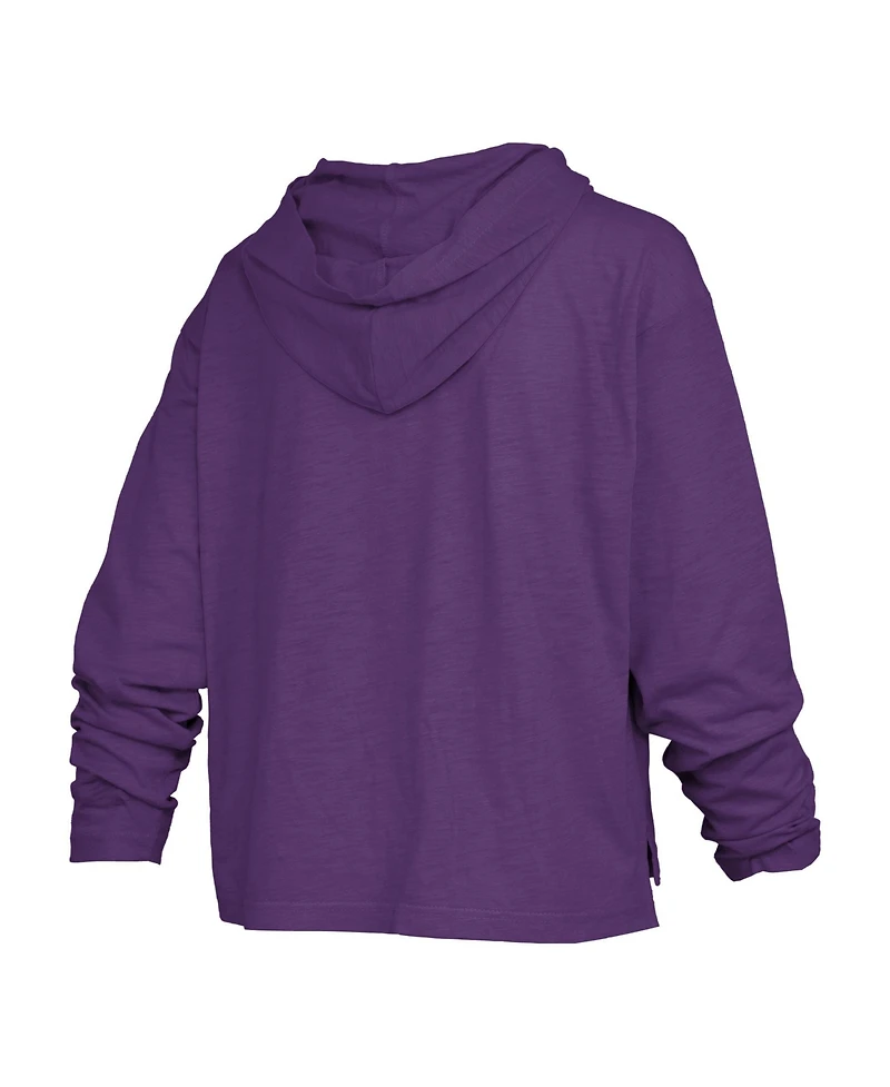 Pressbox Women's Nelson Lsu Tigers Relaxed-Fit Slub Long-Sleeve Hooded T-Shirt