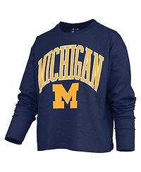 Pressbox Women's Michigan Wolverines Motley Boxy Burnout Long-Sleeve T-Shirt