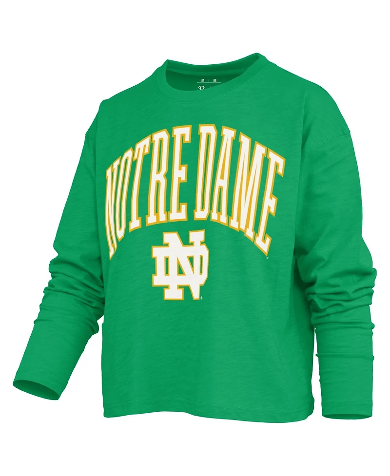 Pressbox Women's Motley Notre Dame Fighting Irish Boxy Burnout Long Sleeve T-Shirt