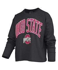 Pressbox Women's Ohio State Buckeyes Motley Burnout Boxy Long Sleeve T-Shirt