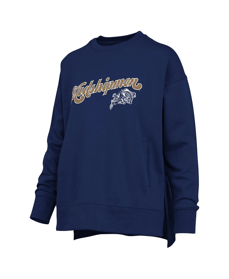 Pressbox Women's Navy Midshipmen Harper Oversized Crewneck Sweatshirt