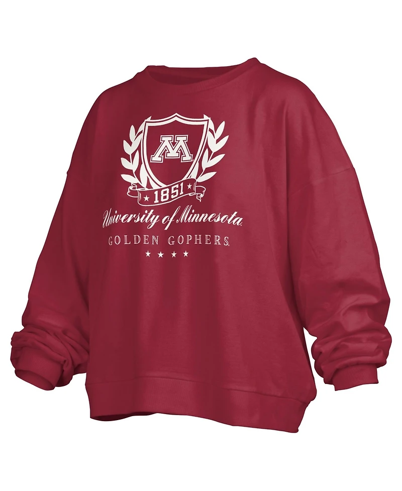 Pressbox Women's Minnesota Golden Gophers Janice Oversized Fleece-Lined Embroidered-Graphic Pullover Sweatshirt
