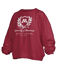 Pressbox Women's Minnesota Golden Gophers Janice Oversized Fleece-Lined Embroidered-Graphic Pullover Sweatshirt