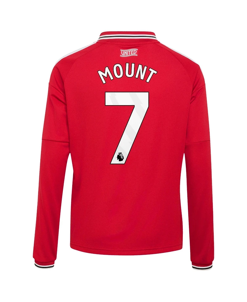 Adidas Boys' and Girls' Manchester United Mason Mount 2026/27 Home Long-Sleeve Regular-Fit Polo-Collar Jersey