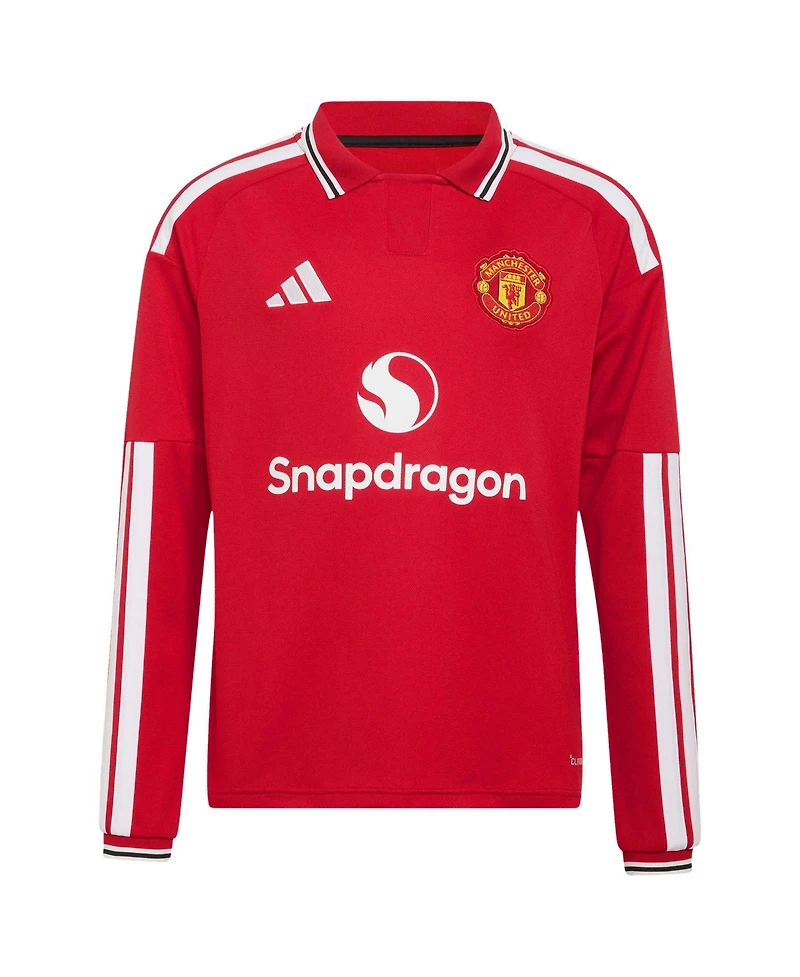 Adidas Boys' and Girls' Manchester United Mason Mount 2026/27 Home Long-Sleeve Regular-Fit Polo-Collar Jersey