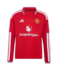Adidas Boys' and Girls' Manchester United Mason Mount 2026/27 Home Long-Sleeve Regular-Fit Polo-Collar Jersey