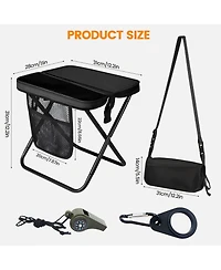 Aofar Folding Camping Stool with Pockets Whistle Water Holder
