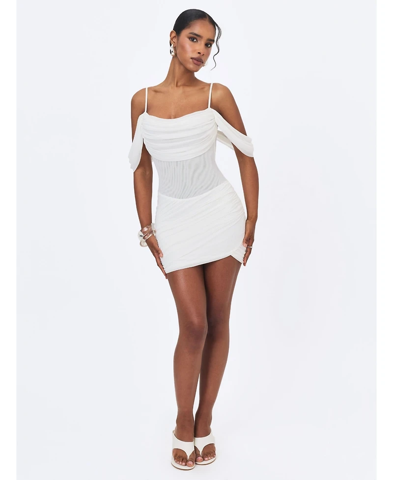 Miss Circle Women's Umnia Off-the-Shoulder Ruched Mini Dress