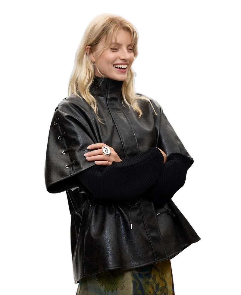 Desigual Women's Poncho Leather Effect