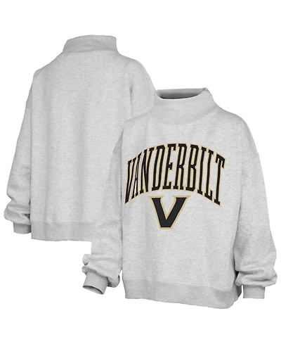 Pressbox Women's Vanderbilt Commodores Nelson Texture Lingo Oversized Mock-Neck Fleece Sweatshirt