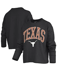 Pressbox Women's Texas Longhorns Motley Boxy Waist-Length Burnout Long-Sleeve T-Shirt