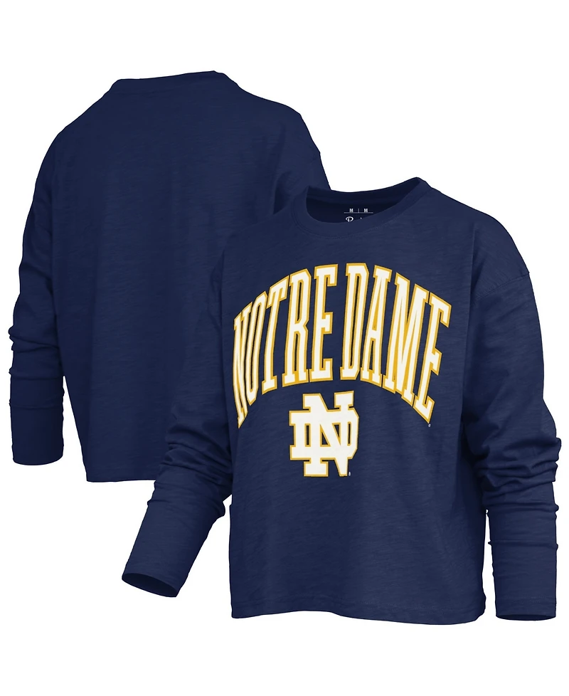 Pressbox Women's Notre Dame Fighting Irish Motley Boxy Burnout Long Sleeve T-Shirt