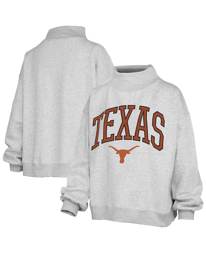 Pressbox Women's Texas Longhorns Nelson Texture Lingo Oversized Graphic Long-Sleeve Mock Neck Sweatshirt