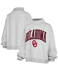 Pressbox Women's Nelson Texture Lingo Oklahoma Sooners Oversized Mock Neck Cotton-Blend Fleece Sweatshirt