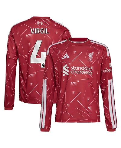 Adidas Boys' and Girls' Liverpool Virgil van Dijk 2026/27 Home Long-Sleeve Replica Jersey