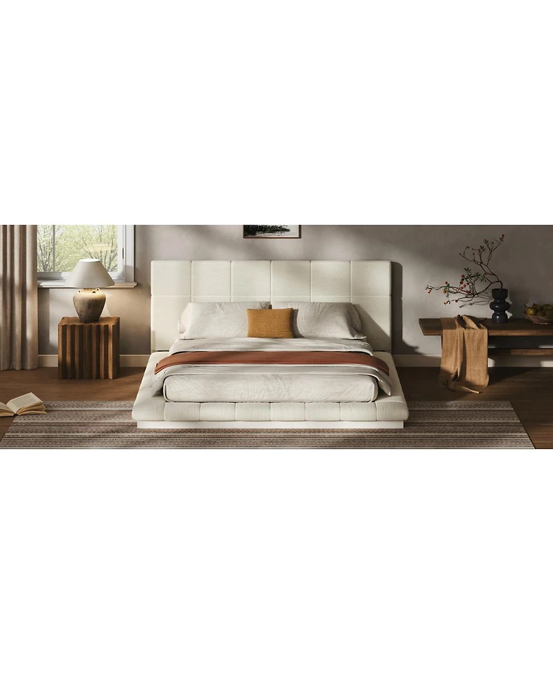 Streamdale Furniture Queen Size Tufted Upholstered Bed Frame with Padded Headboard