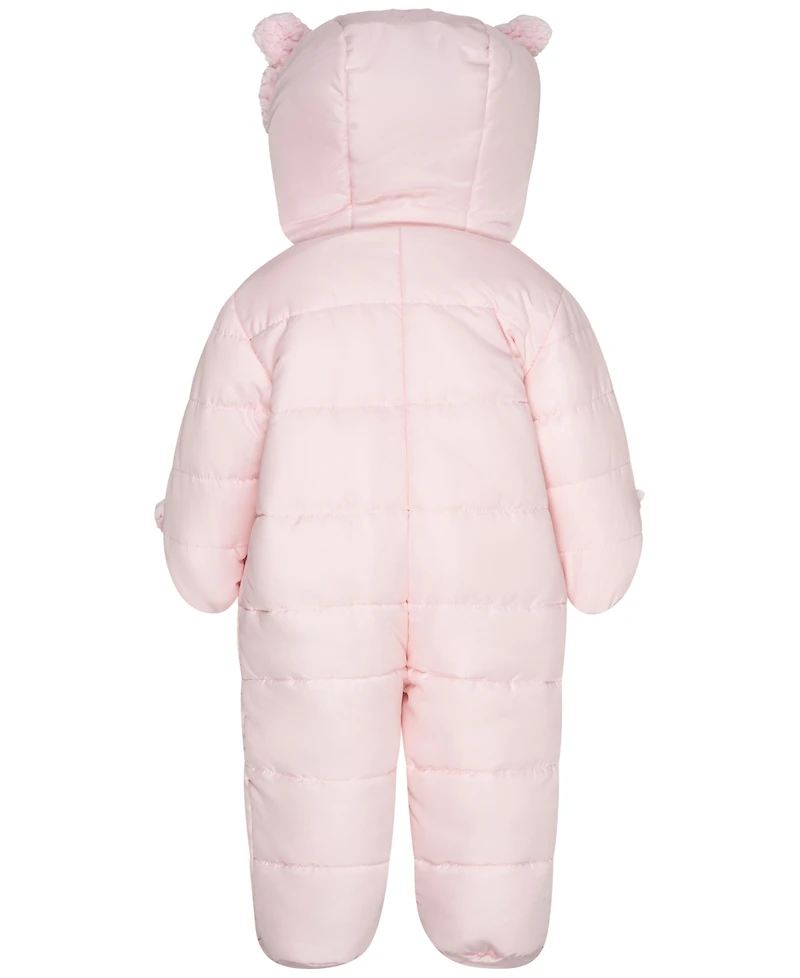 S Rothschild & Co Baby Girls' Embroidered Cat Hooded One-Piece Snowsuit