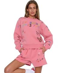 Mayfair Juniors' Somebody Loves You Graphic Long-Sleeve Cotton-Blend Sweatshirt