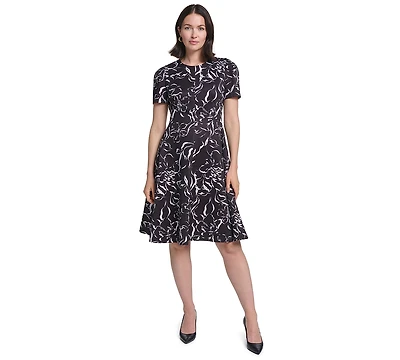Calvin Klein Women's Floral-Print Fit & Flare Midi Dress