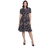 Calvin Klein Women's Floral-Print Fit & Flare Midi Dress