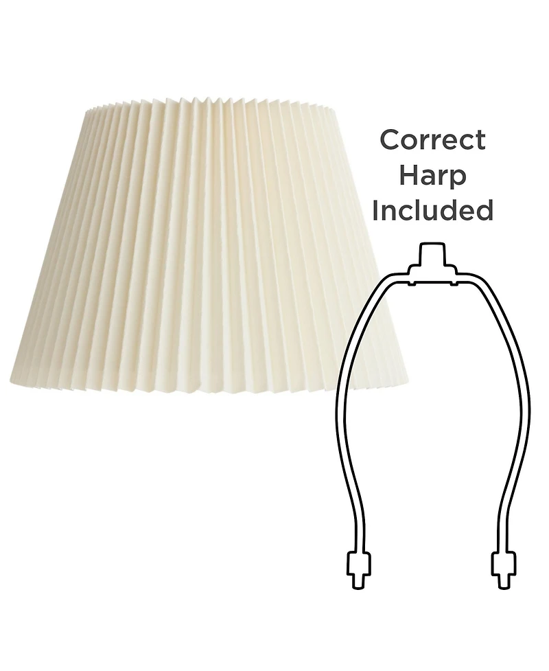 Springcrest Ivory Linen Knife Pleat Medium Lamp Shade 9" Top x 14.5" Bottom x 10" High (Spider) Replacement with Harp and Finial