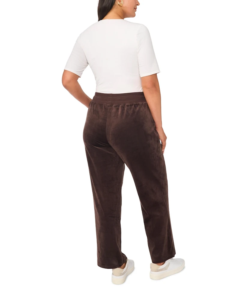 Vince Camuto Plus Velour Drawstring-Waist Straight-Leg Pants, Created for Macy's