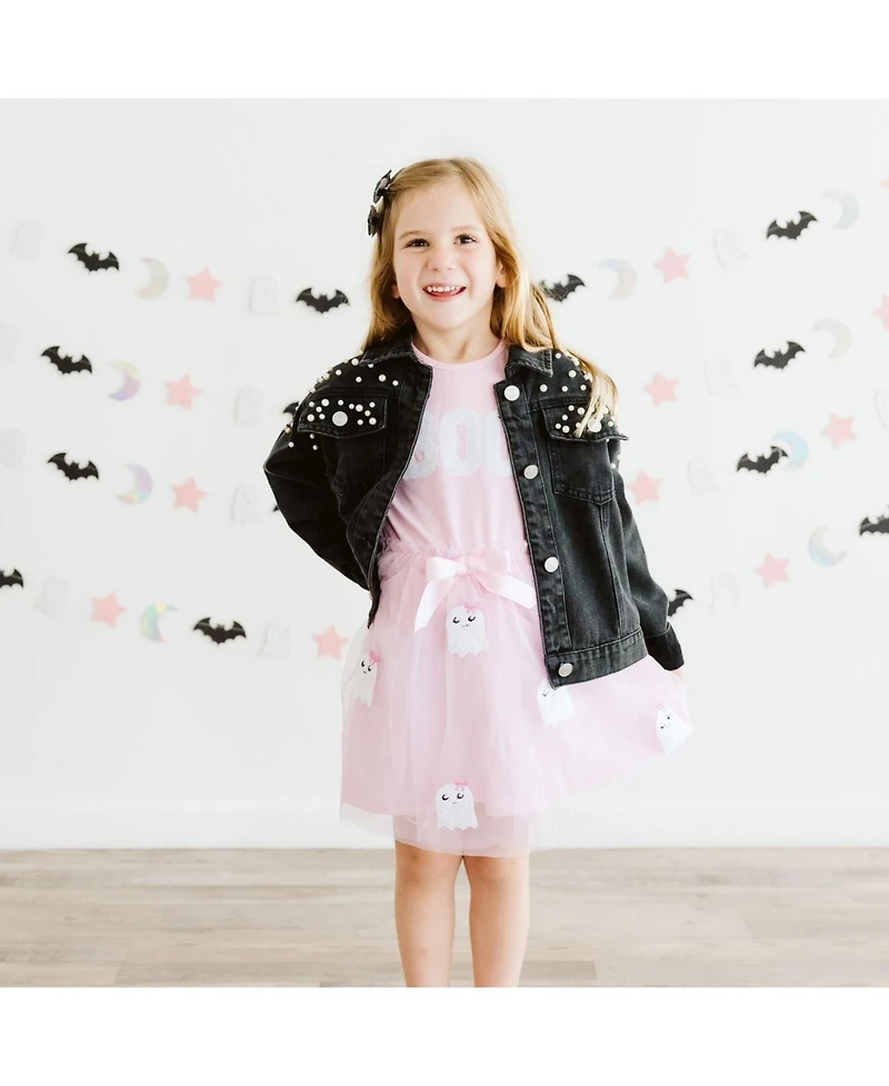 Sweet Wink Girls' 4-16 Boo Halloween Sequin Patch Tulle Tutu Dress